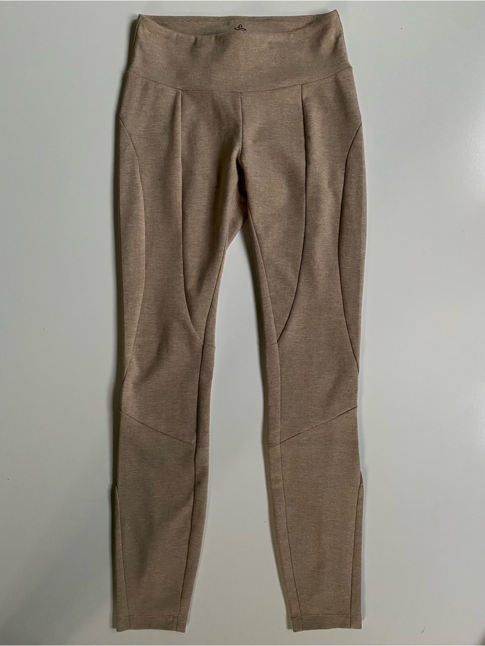 Prana Taupe Moto Sculpted High-Rise Leggings Tan Cream Beige S